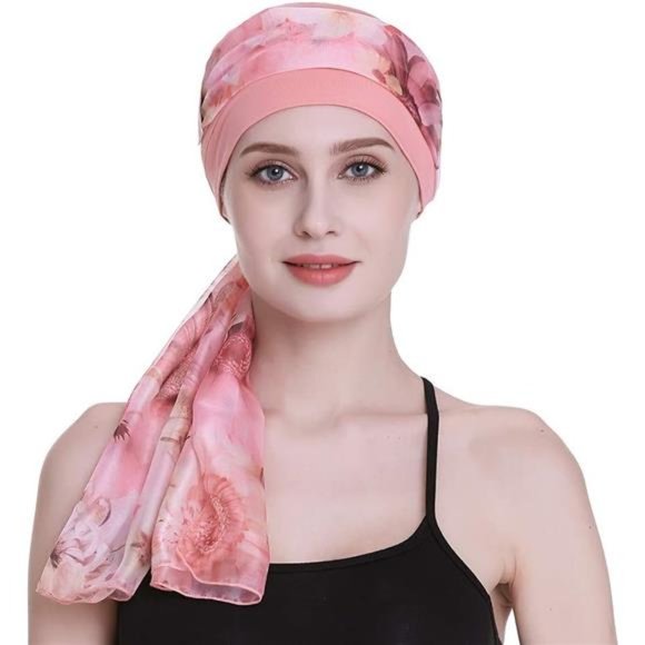 Elegant Chemo Cap with Silky Scarfs for Cancer Women Hair Loss Sleep Beanie - Picture 5 of 7